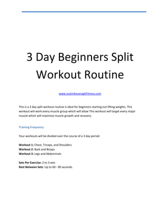 3er Split Trainingsplan Diagramm