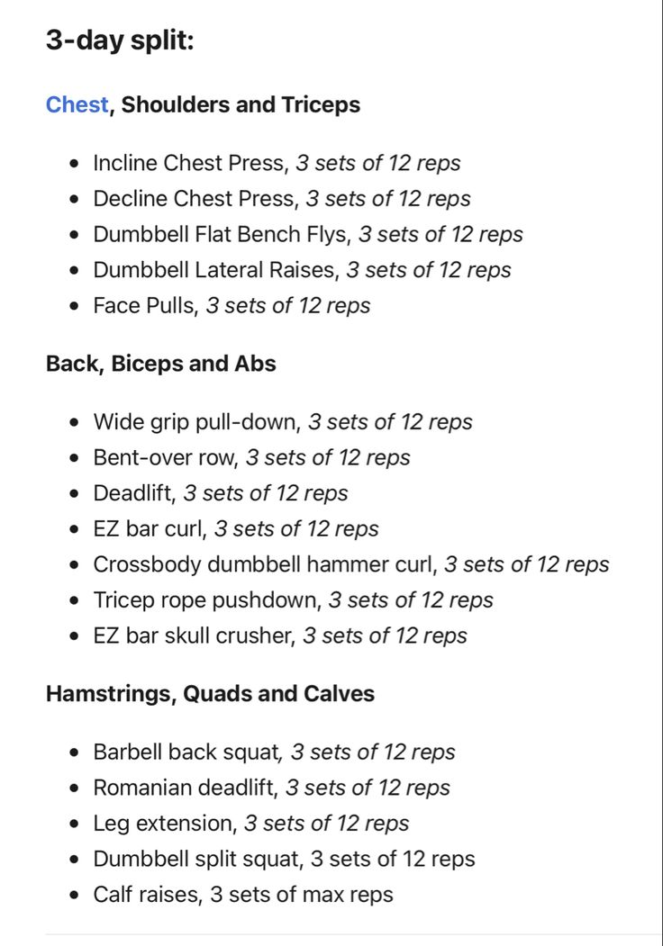 Trainingsplan 3er Split